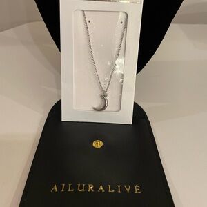 Silver Tone Crescent Moon Necklace NWT